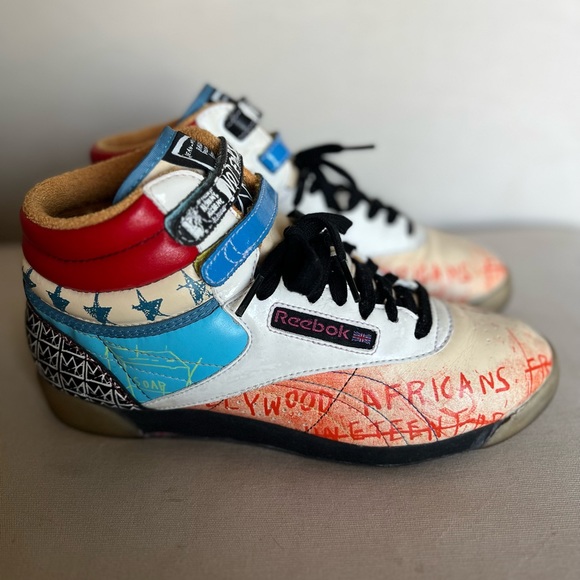 Jean Michel Basquiat x Reebok LIMITED edition hi tops sneakers leather 8 8.5 39 - Picture 1 of 10